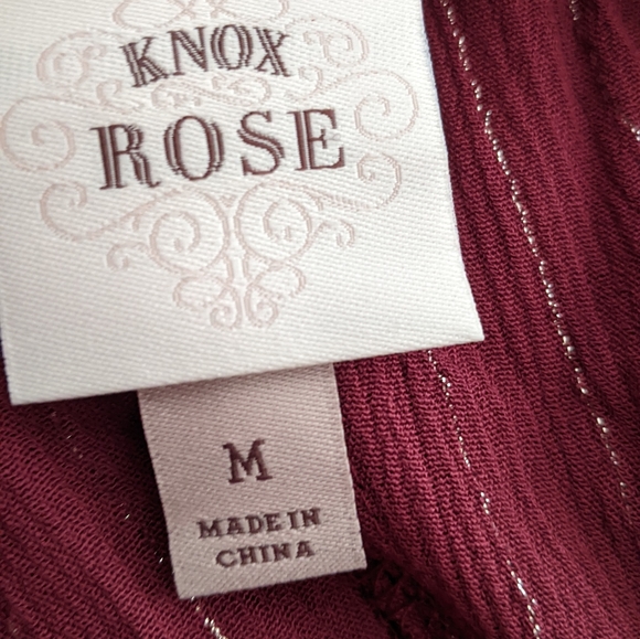 Knox Rose Striped Bishop Long Sleeve Dress Size M - Burgundy - Picture 6 of 6